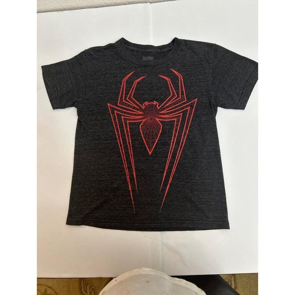 Marvel Boys Spider-Man Graphic T-Shirt Charcoal Grey Red Logo size Medium